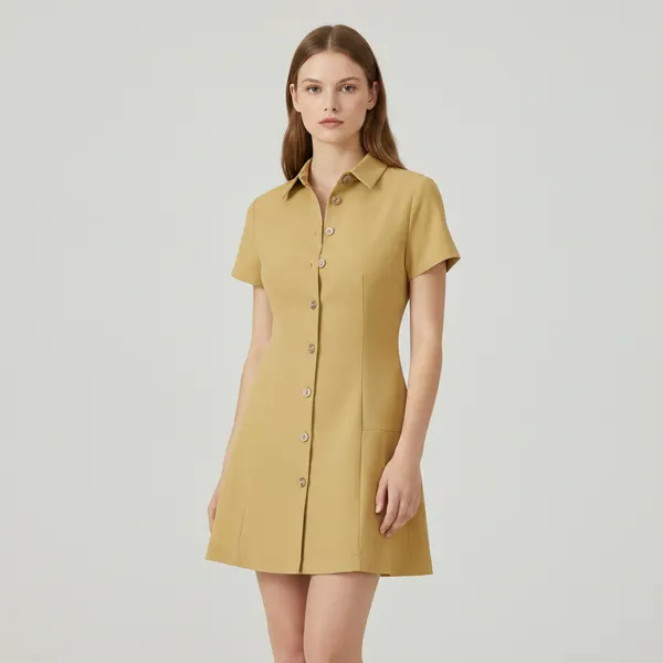 Robe chemise boutonnée manches courtes