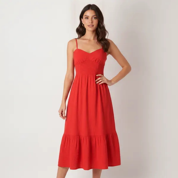 Robe midi à bretelles fines