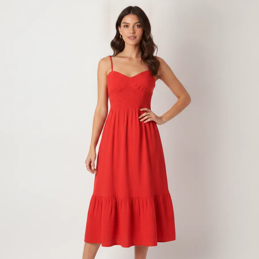 Robe midi à bretelles fines