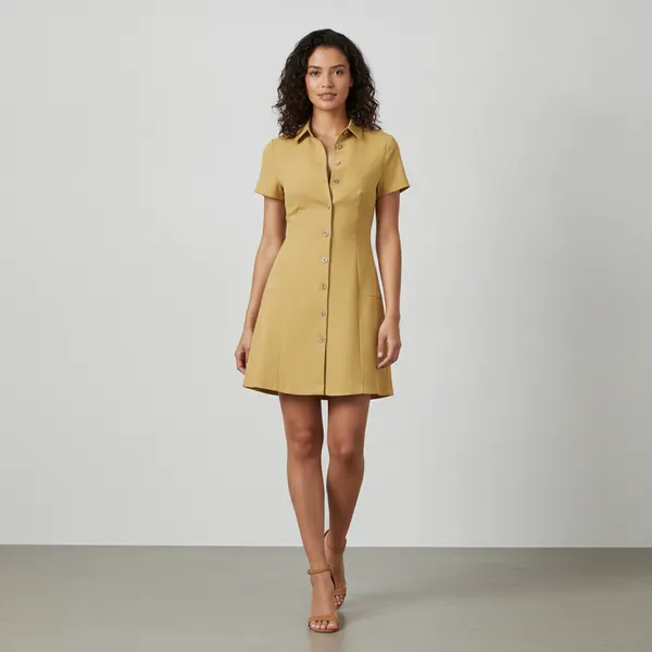 Mini-robe chemise à manches courtes