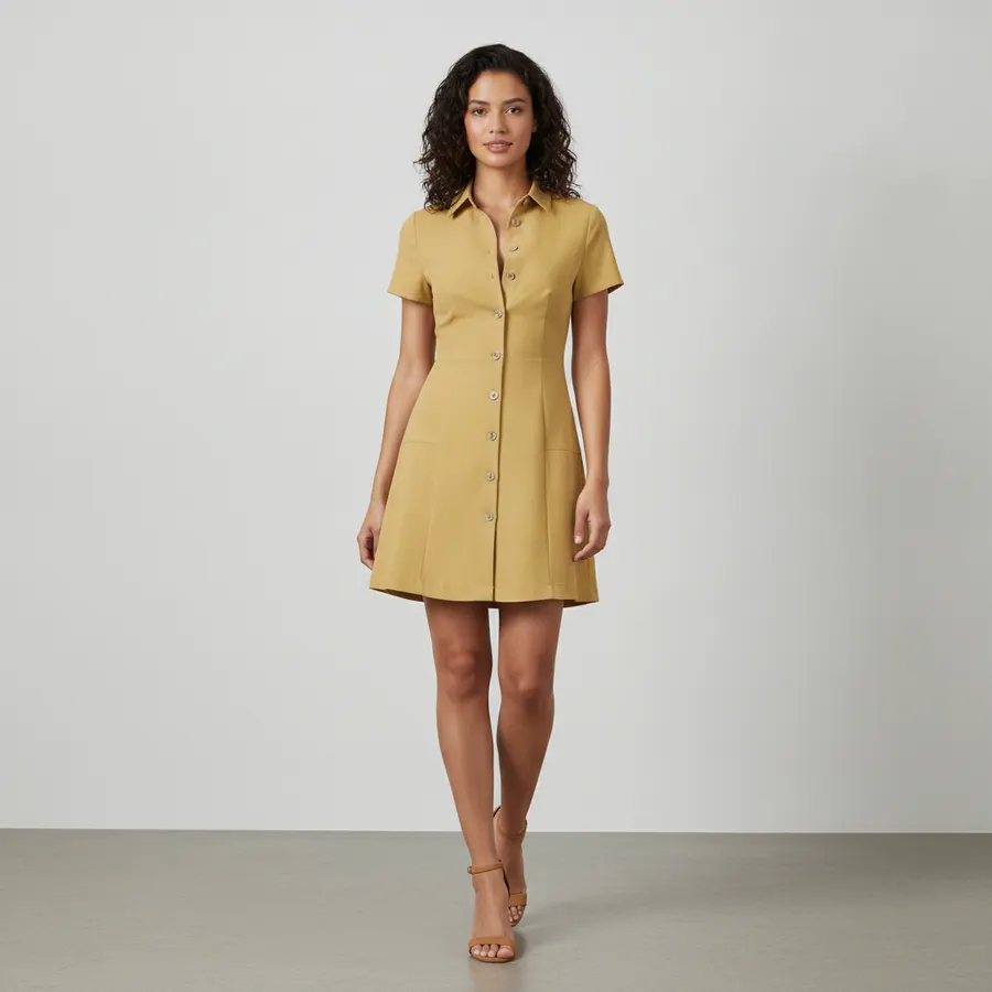 Mini-robe chemise à manches courtes