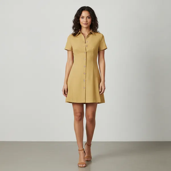 Robe courte style chemise boutonnée